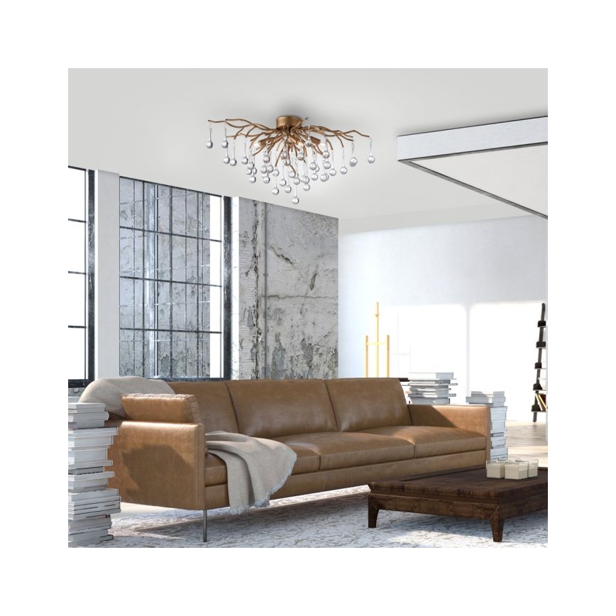 Paul Neuhaus 8090-11 - Припотолочная люстра ICICLE 4xG9/40W/230V 30x60 см латунь