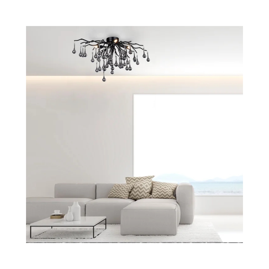 Paul Neuhaus 8090-18 - Накладна люстра ICICLE 4xG9/40W/230V 30x60 cm чорна