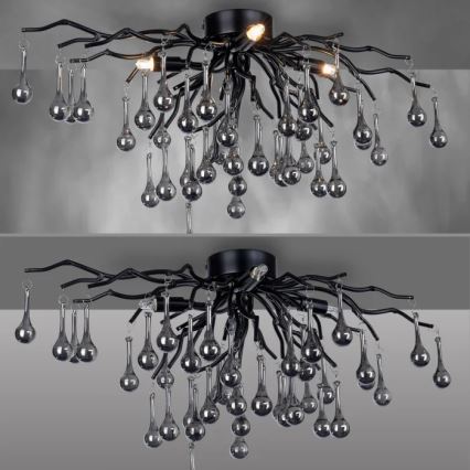 Paul Neuhaus 8090-18 - Накладна люстра ICICLE 4xG9/40W/230V 30x60 cm чорна
