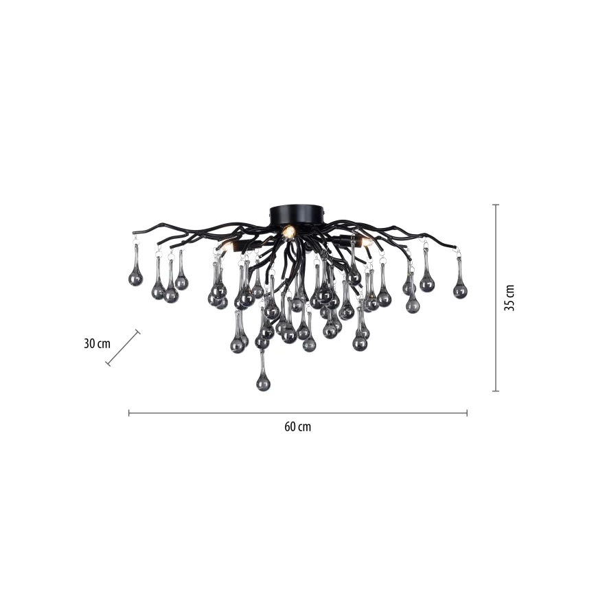 Paul Neuhaus 8090-18 - Накладна люстра ICICLE 4xG9/40W/230V 30x60 cm чорна