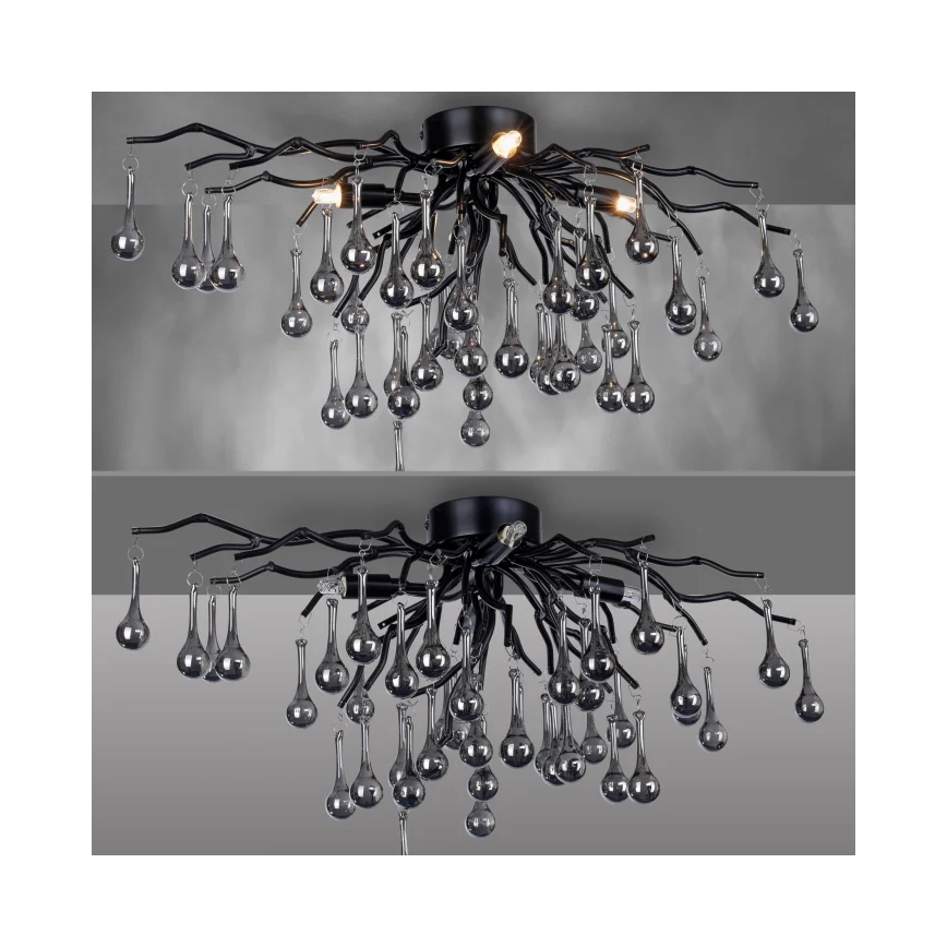 Paul Neuhaus 8090-18 - Накладна люстра ICICLE 4xG9/40W/230V 30x60 cm чорна