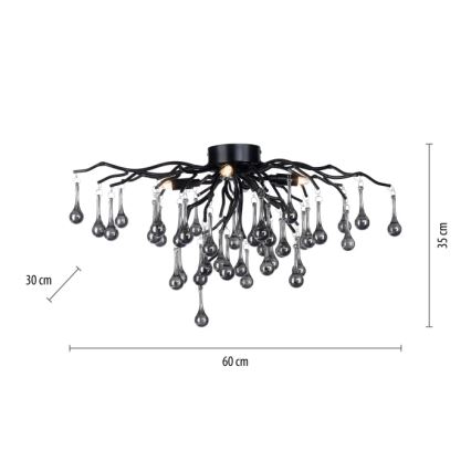Paul Neuhaus 8090-18 - Накладна люстра ICICLE 4xG9/40W/230V 30x60 cm чорна