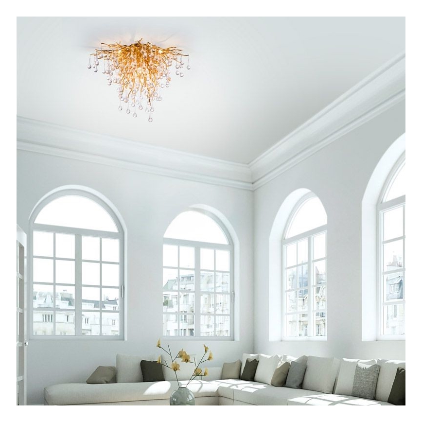 Paul Neuhaus 8091-11 - Припотолочная люстра ICICLE 9xG9/40W/230V диаметр 50 см латунь