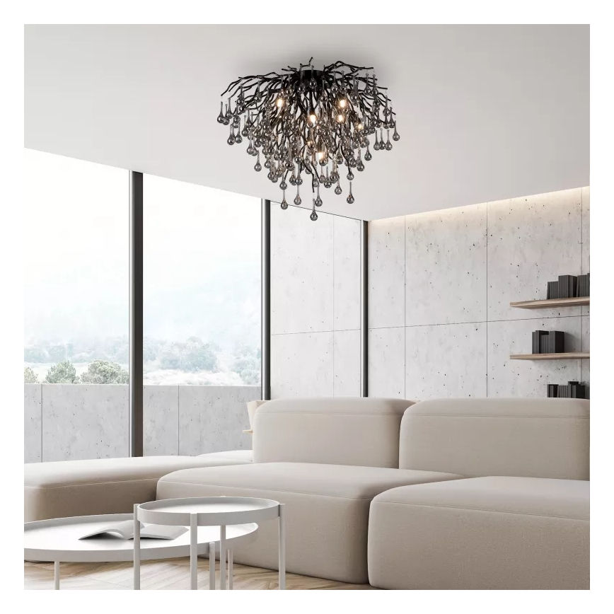 Paul Neuhaus 8091-18 - Накладна люстра ICICLE 9xG9/40W/230V діаметр 50 см чорна