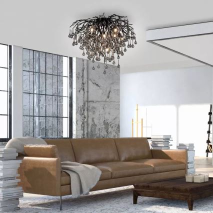 Paul Neuhaus 8091-18 - Накладная люстра ICICLE 9xG9/40W/230V, диаметр 50 см, черная