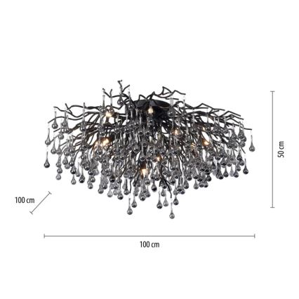 Paul Neuhaus 8092-18 - Накладна люстра ICICLE 14xG9/40W/230V діам. 100 cm чорна