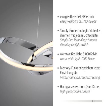 Paul Neuhaus 8291-17 - Світлодіодна підвісна люстра з регулюванням яскравості MELINDA LED/30W/230V