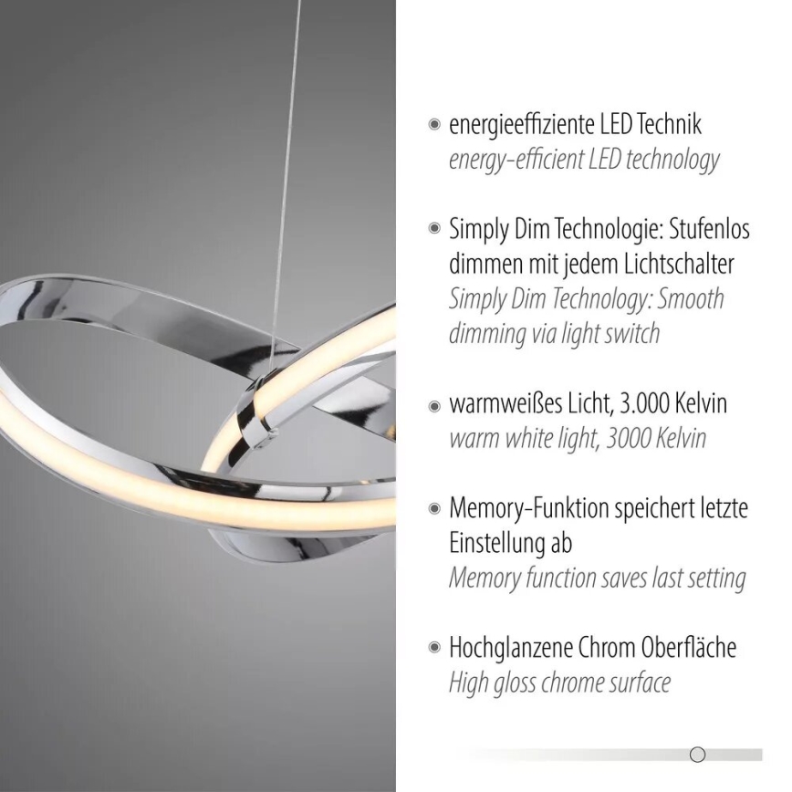 Paul Neuhaus 8291-17 - Світлодіодна підвісна люстра з регулюванням яскравості MELINDA LED/30W/230V