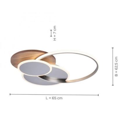 Paul Neuhaus 8328-79 - Светодиодный потолочный светильник с регулированием яркости PALMA LED/50W/230V 2700-5000K сосна + дистанционное управление