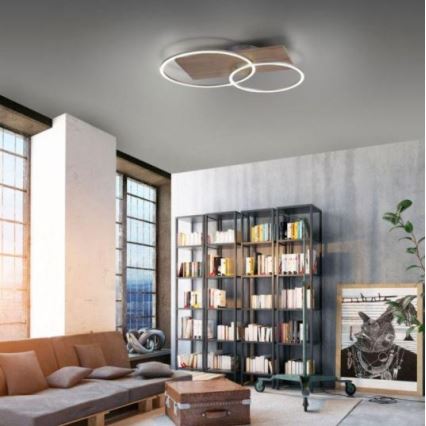Paul Neuhaus 8329-79 - Пристельова LED люстра з регулюванням яскравості PALMA LED/26W/230V 2700-5000K сосна + пульт дистанційного керування