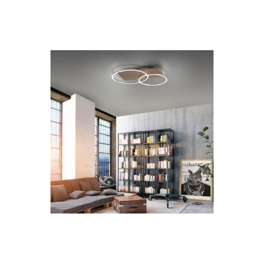 Paul Neuhaus 8329-79 - Пристельова LED люстра з регулюванням яскравості PALMA LED/26W/230V 2700-5000K сосна + пульт дистанційного керування