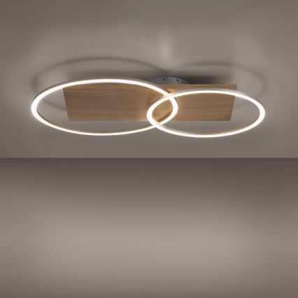 Paul Neuhaus 8329-79 - Пристельова LED люстра з регулюванням яскравості PALMA LED/26W/230V 2700-5000K сосна + пульт дистанційного керування