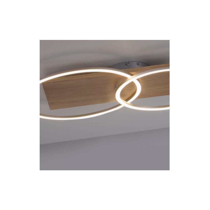 Paul Neuhaus 8329-79 - Светодиодная припотолочная люстра с регулированием яркости PALMA LED/26W/230V 2700-5000K сосна + дистанционное управление