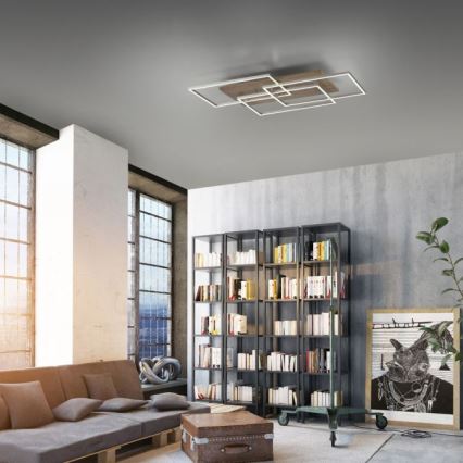 Paul Neuhaus 8330-79 - Пристельова LED люстра з регулюванням яскравості PALMA 3xLED/12W/230V сосна + пульт дистанційного керування