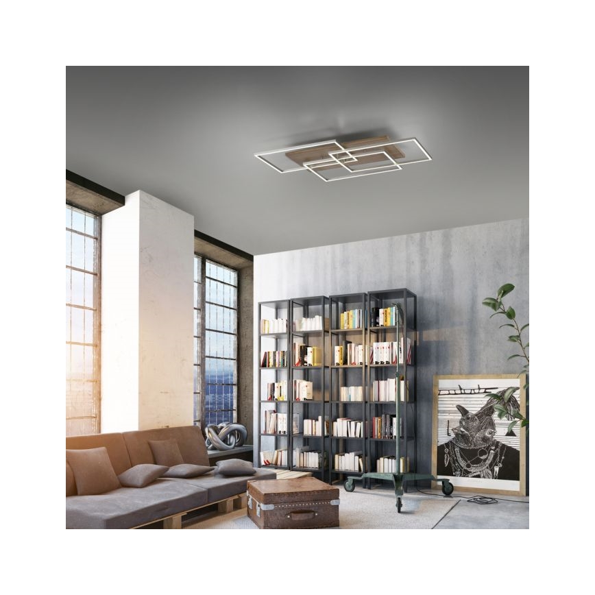Paul Neuhaus 8330-79 - Пристельова LED люстра з регулюванням яскравості PALMA 3xLED/12W/230V сосна + пульт дистанційного керування