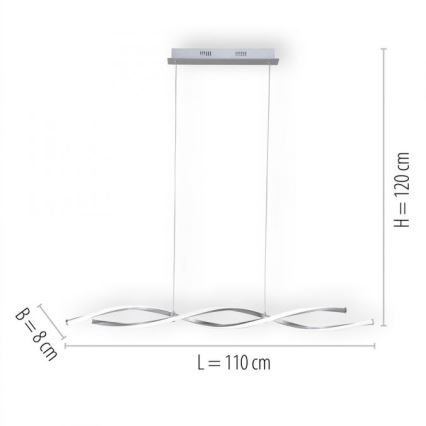 Paul Neuhaus 9142-55 - ПІдвісна LED люстра з регулюванням яскравості POLINA 2xLED/10,2W/230V