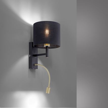 Paul Neuhaus 9646-18 - Светодиодный настенный светильник ROBIN 1xE27/40W/230V + LED/2,1W черный