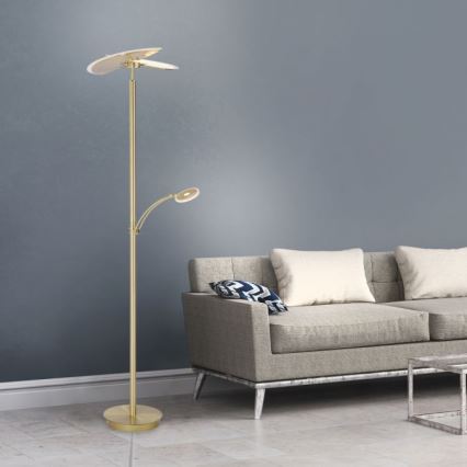 Paul Neuhaus - LED Торшер з регулюванням яскравості ARTUR 2xLED/21W+1xLED/6W/230V золотий
