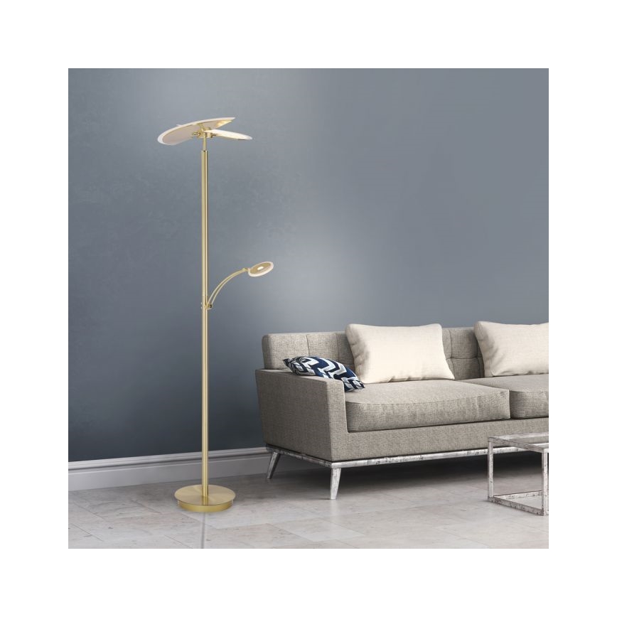 Paul Neuhaus - LED Торшер з регулюванням яскравості ARTUR 2xLED/21W+1xLED/6W/230V золотий