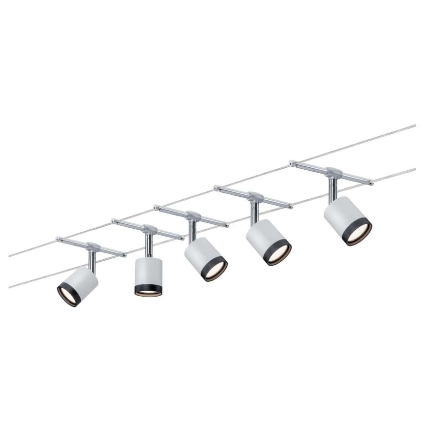 Paulmann 3981 - НАБОР 5xLED/4W Комплект тросовой системы TUBE 230V матовый хром/черный