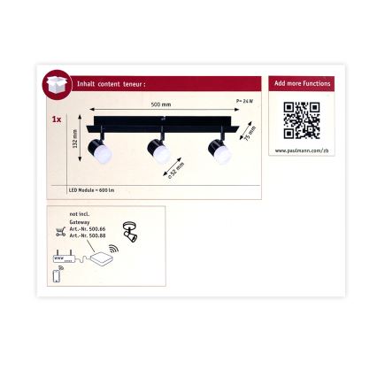 Paulmann 50099 - 3xLED/6,5W Точковий світильник з регулюванням яскравості SMART DEON 230V ZigBee