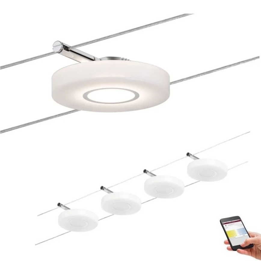 Paulmann 50109 - НАБІР 4xLED/4,4W Точковий світильник з регулюванням яскравості до мотузкової системи SMART DISC 230V