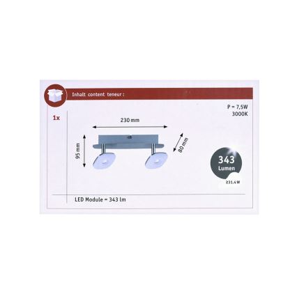Paulmann 66651 - Точковий LED світильник SQUARELENSE 2xLED/3,2W/230V