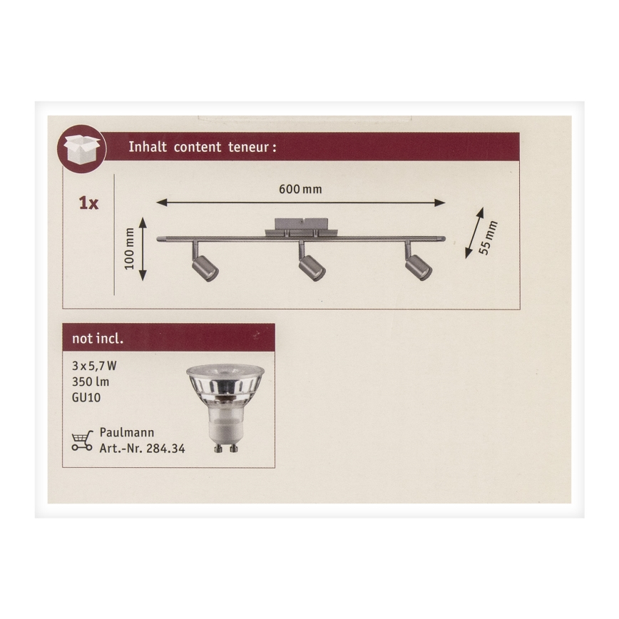 Paulmann 66708 - 3xGU10/10W Точечный светильник GEORGIA 230V