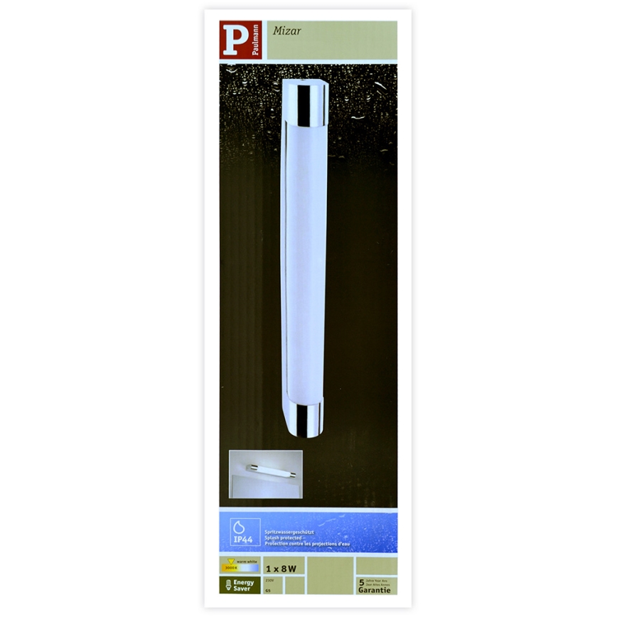 Paulmann 70360 - 1xG5/8W IP44 Дзеркало з підсвічуванням для ванної кімнати MIZAR 230V