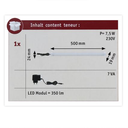 Paulmann 70449 - Светильник под шкафчики LED/5,5W CUBE LINE 230V 50 см