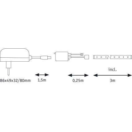 Paulmann 70481 - LED RGBW/9,6W Стрічка з регулюванням яскравості DIGITAL 3 м 230V + пульт дистанційного керування