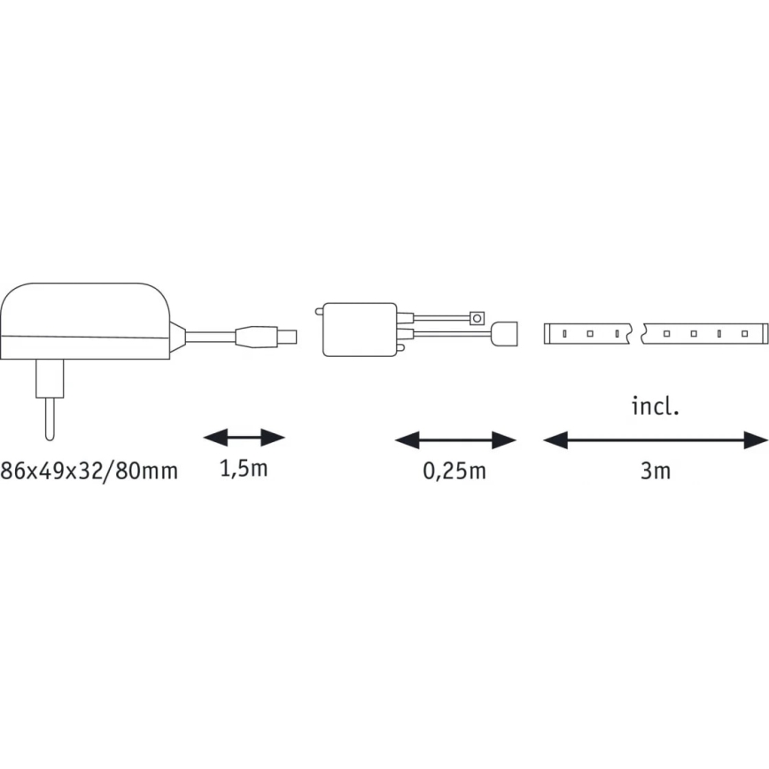 Paulmann 70481 - LED RGBW/9,6W Стрічка з регулюванням яскравості DIGITAL 3 м 230V + пульт дистанційного керування