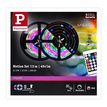 Paulmann 70514 - Светодиодная лента с регулированием яркости RGB/15W SIMPLED 7,5 м 230V + пульт ДУ