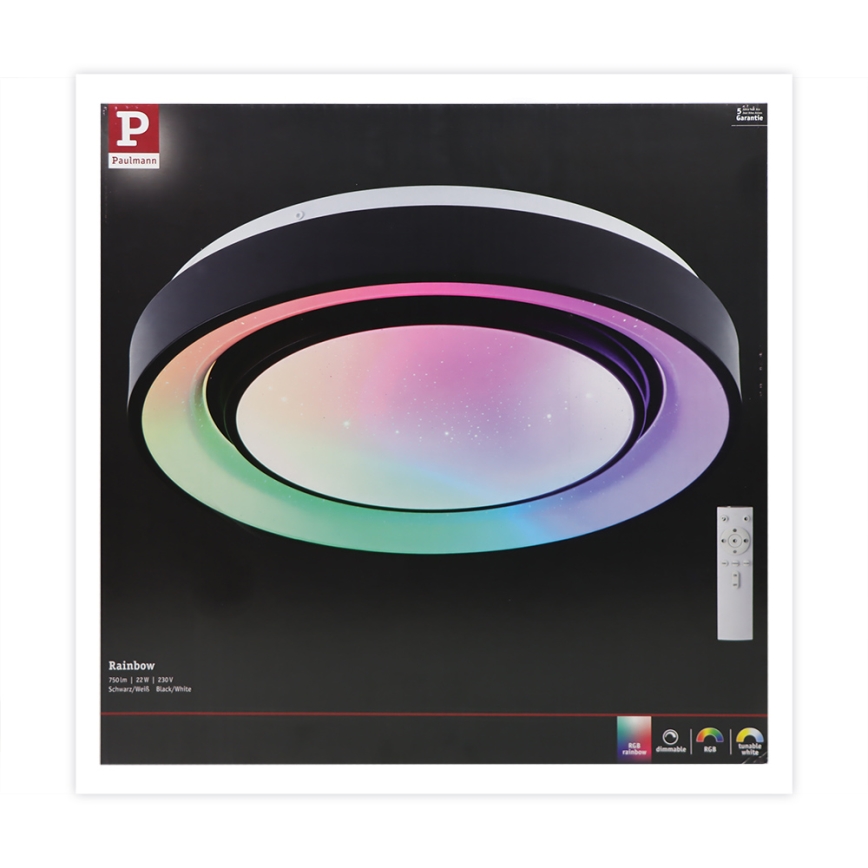Paulmann 70544 - LED RGBW/22W Потолочный светильник с регулированием яркости RAINBOW 230V 3000-6500K + дистанционное управление