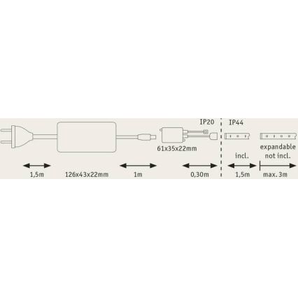 Paulmann 70623 - LED/10W IP44 Лента для ванной комнаты с регулированием яркости MAXLED 1,5 м 2700-6500K 230V + дистанционное управление