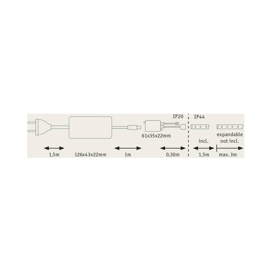 Paulmann 70623 - LED/10W IP44 Лента для ванной комнаты с регулированием яркости MAXLED 1,5 м 2700-6500K 230V + дистанционное управление