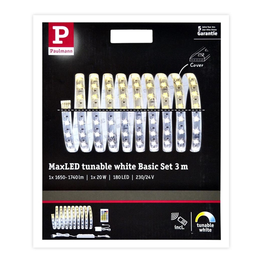 Paulmann 70624 - LED/20W Лента с регулированием яркости MAXLED 3 м 230V + дистанционное управление