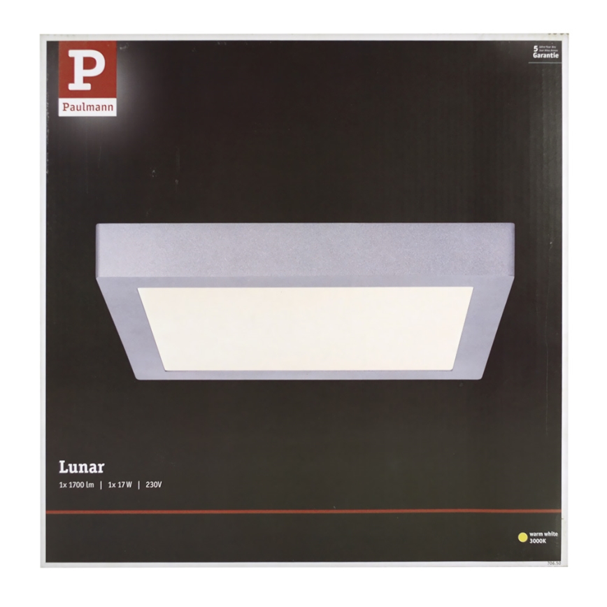 Paulmann 70650 - LED/17W Стельовий світильник LUNAR 230V 30x30 см матовий хром