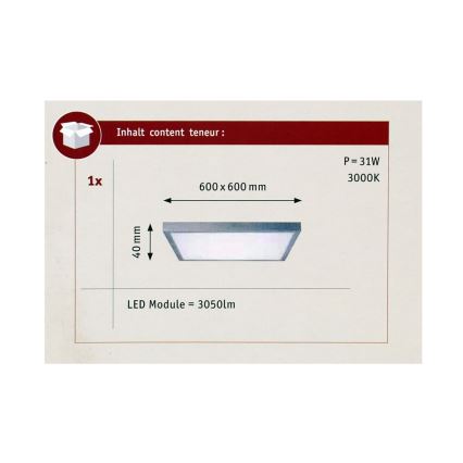 Paulmann 70652 - LED/30W Стельовий світильник LUNAR 230V