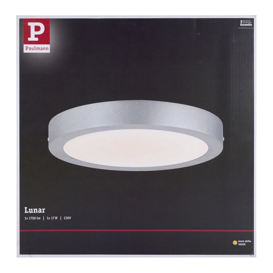 Paulmann 70655 - LED/17W Потолочный светильник LUNAR 230V диаметр 30 см матовый хром