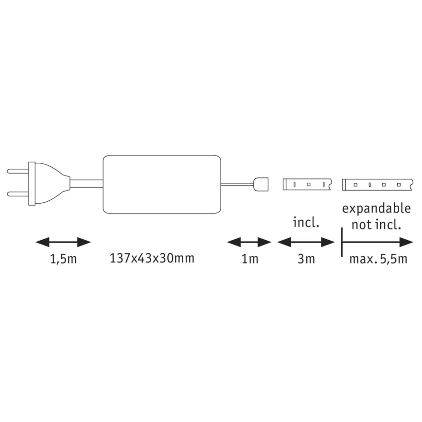 Paulmann 70665 - LED/18W IP44 Стрічка для ванної кімнати з регулюванням яскравості MAXLED 3 м 6500K 230V