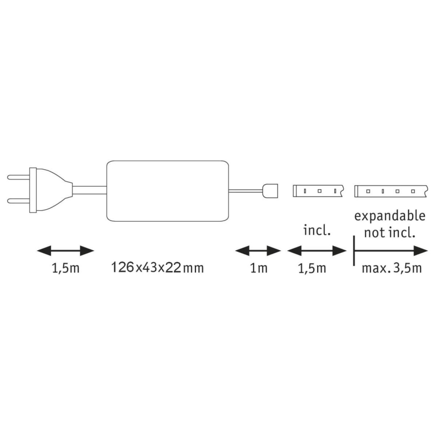 Paulmann 70667 - LED/8,5W IP44 Стрічка для ванної кімнати з регулюванням яскравості MAXLED 1,5 м 6500K 230V