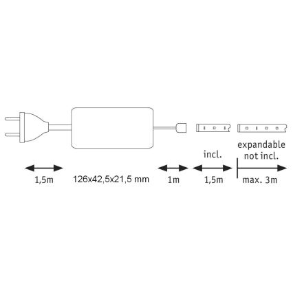 Paulmann 70668 - LED/9W IP44 Стрічка для ванної кімнати з регулюванням яскравості MAXLED 1,5 м 2700K 230V