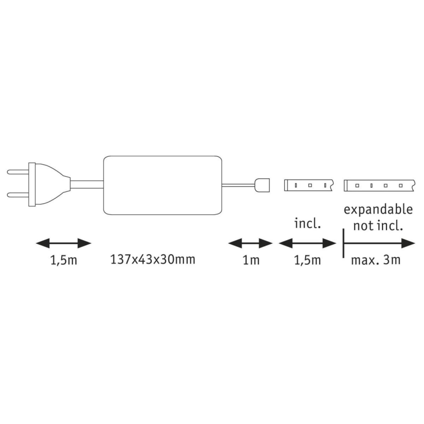 Paulmann 70671 - LED/18W IP44 Стрічка для ванної кімнати з регулюванням яскравості MAXLED 1,5 м 6500K 230V