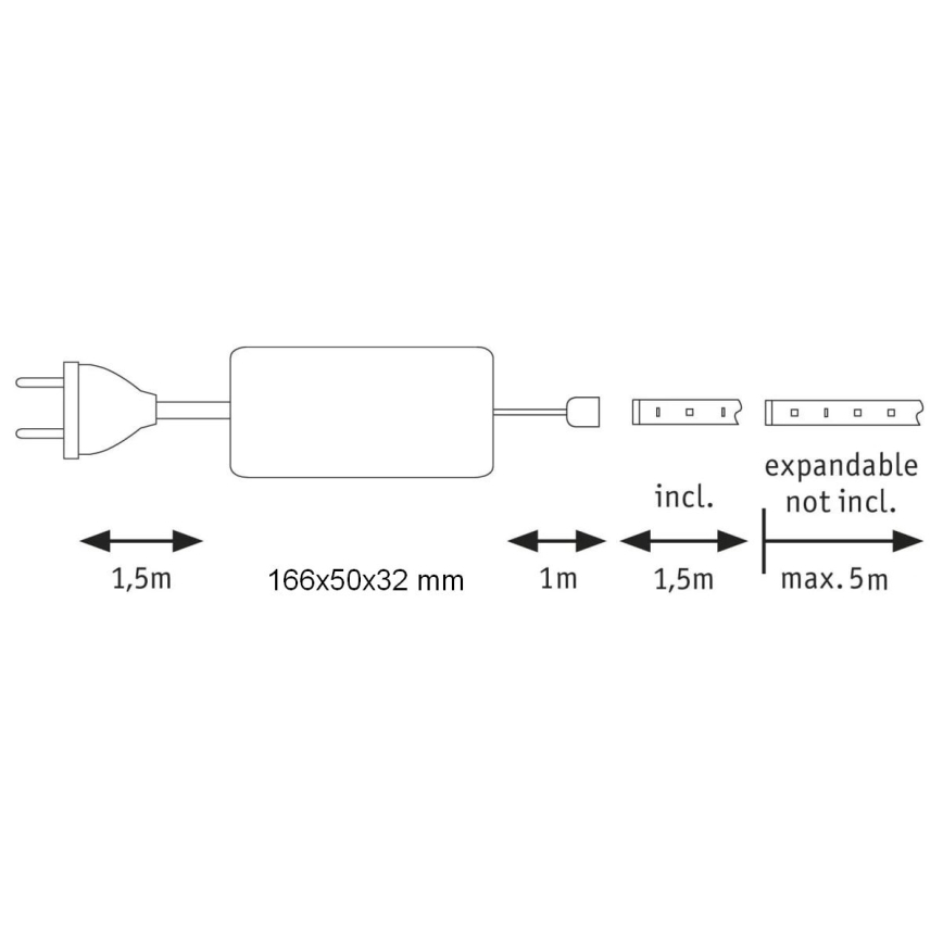 Paulmann 70672 - LED/18W IP44 Лента для ванной комнаты с регулированием яркости MAXLED 1,5 m 2700K 230V
