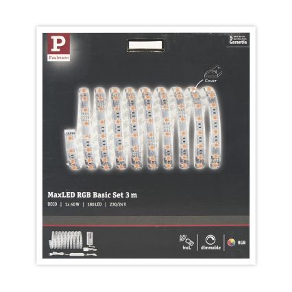 Paulmann 70673 - Світлодіодна RGB/40W стрічка з регулюванням яскравості MAXLED 3м 230V + пульт ДК