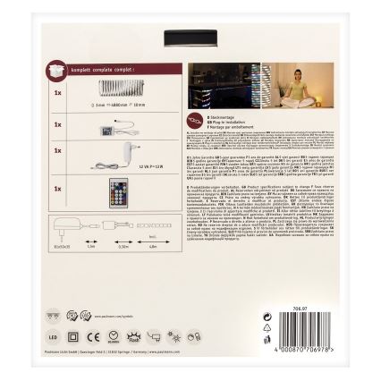 Paulmann 70697 - Світлодіодна RGBW/10,5W стрічка з регулюванням яскравості DIGITAL 4,8м 230V + дистанційне керування