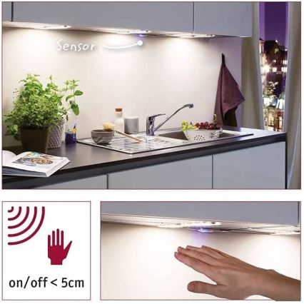 Paulmann 70710 - НАБІР 3xLED/3,3W Меблевий світильник з датчиком SOFTPAD 230V 2700K