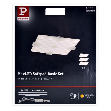 Paulmann 70710 - НАБОР 3xLED/3,3W Мебельное освещение с датчиком SOFTPAD 230V 2700K