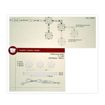 Paulmann 70710 - НАБОР 3xLED/3,3W Мебельное освещение с датчиком SOFTPAD 230V 2700K